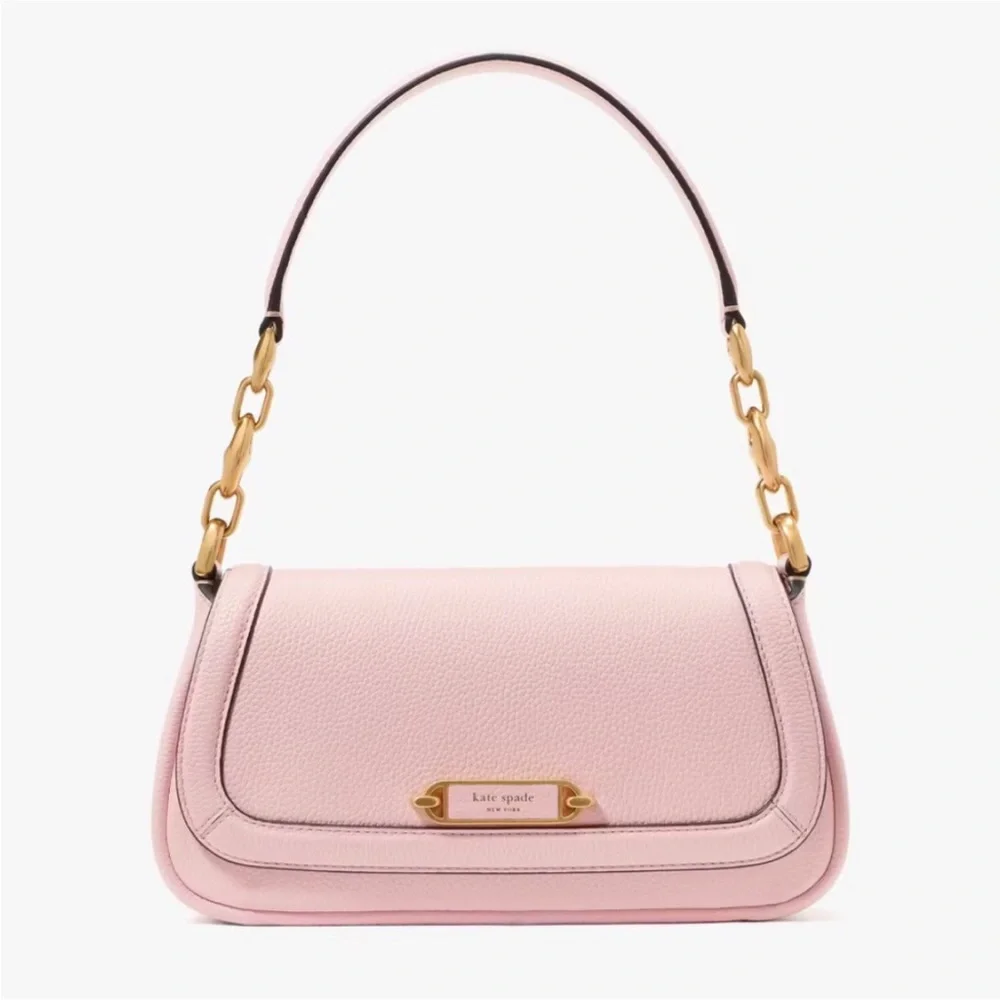 KATE SPADE Gramercy Small Flap Shoulder Bag  in Chalk Pink Pebbled Leather NWOT